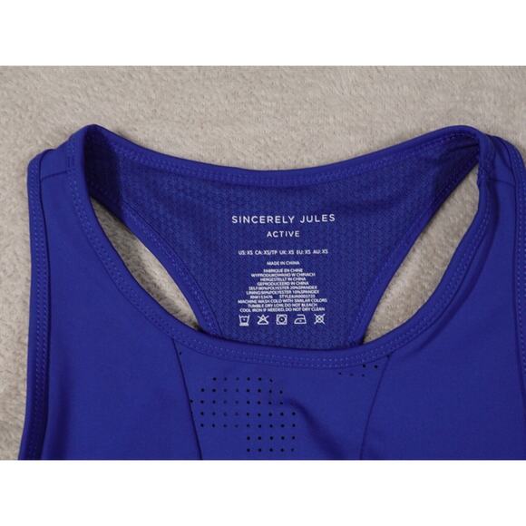 Sincerely Jules Active Womens Blue Activewear Sports Racerback Tank Bra Size XS - Picture 3 of 7